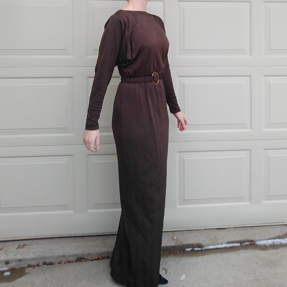 Medium 1970s Gavi Brown Wool Dress